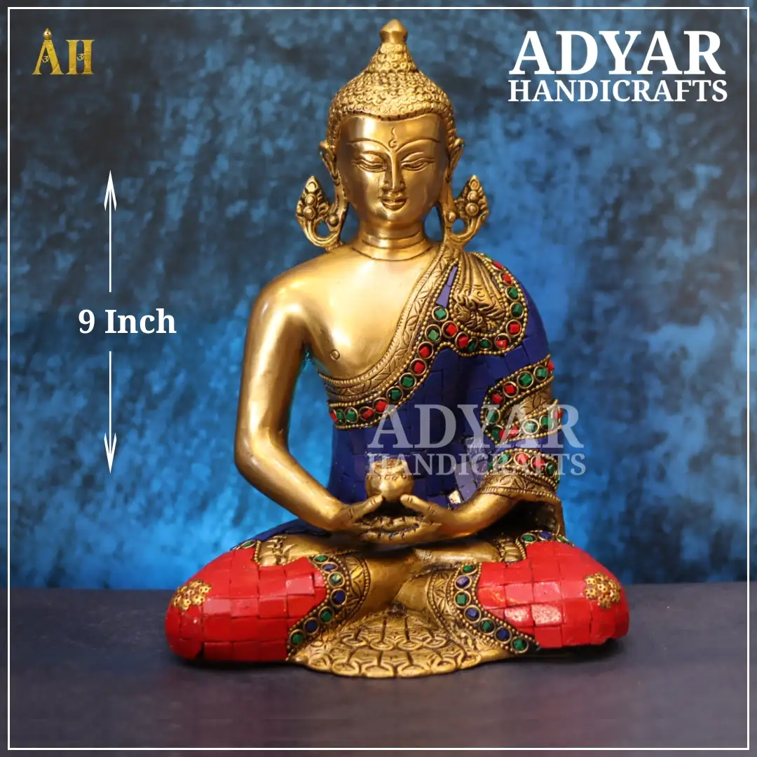 Buddha Multi Stone Brass Decor Idol