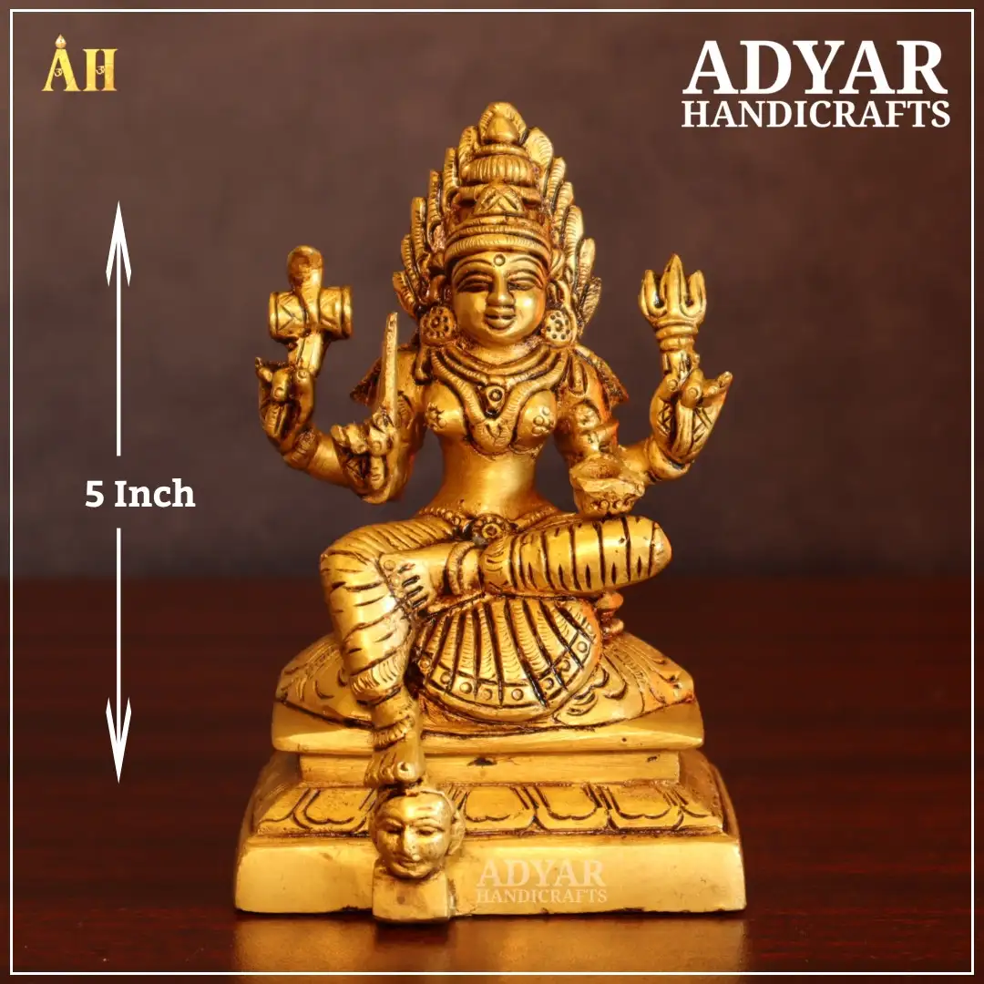 5 Inch Goddess Mariamman Brass Idol