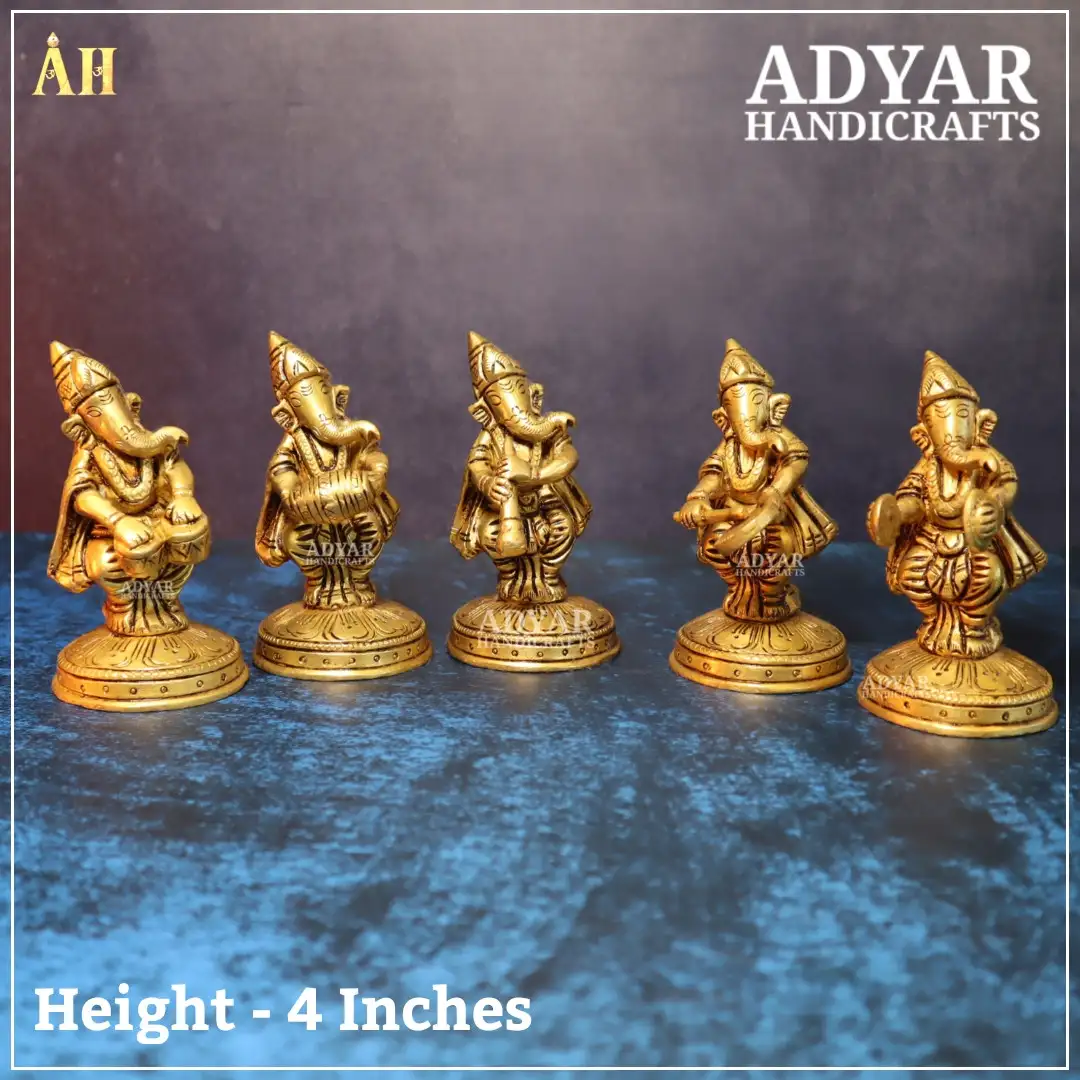 Brass Musical Ganesha Idol Set