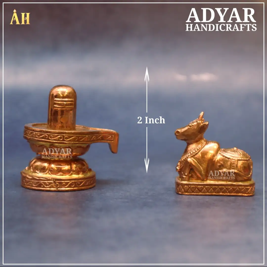 2 Inch Shivalingam Nandi Panchalogam Idol