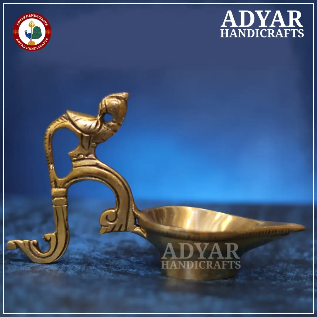 Parrot Diya Set Pair Brass - image 3
