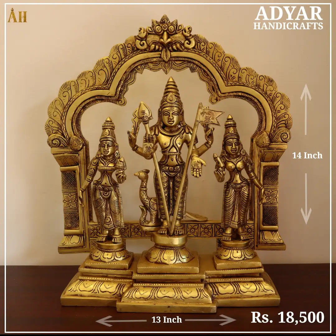 murugan valli dheivanai 14 inch brass statue With frame