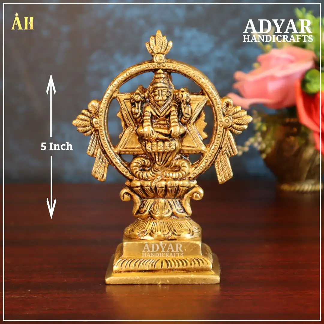 5 Inch Chakarathazwar Brass Statue