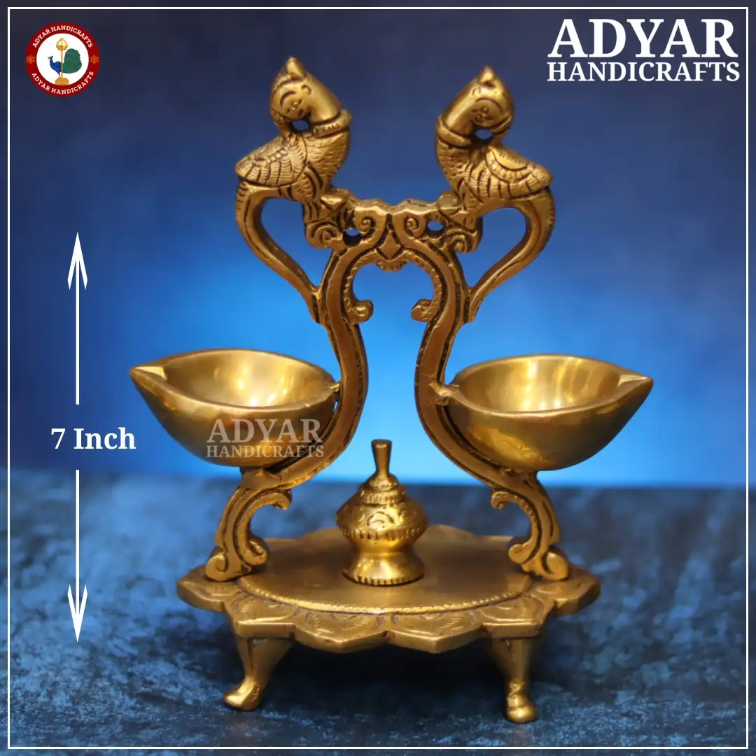Parrot Design Antique Finish Decorative Handcrafted Brass Diya