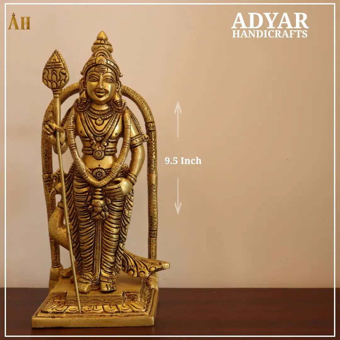 9.5 inches standing murugan brass statue