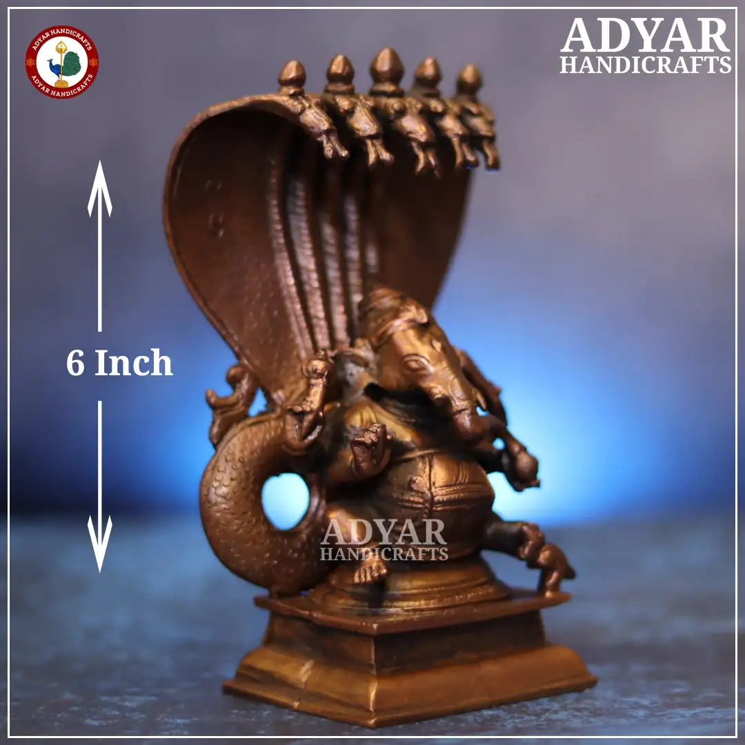 Ganesha With Aadhisheshan Copper Idol - image 3