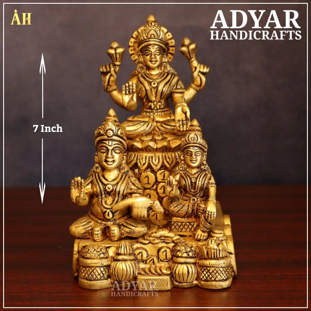 7 Inch Lakshmi Kuberar Brass Statue