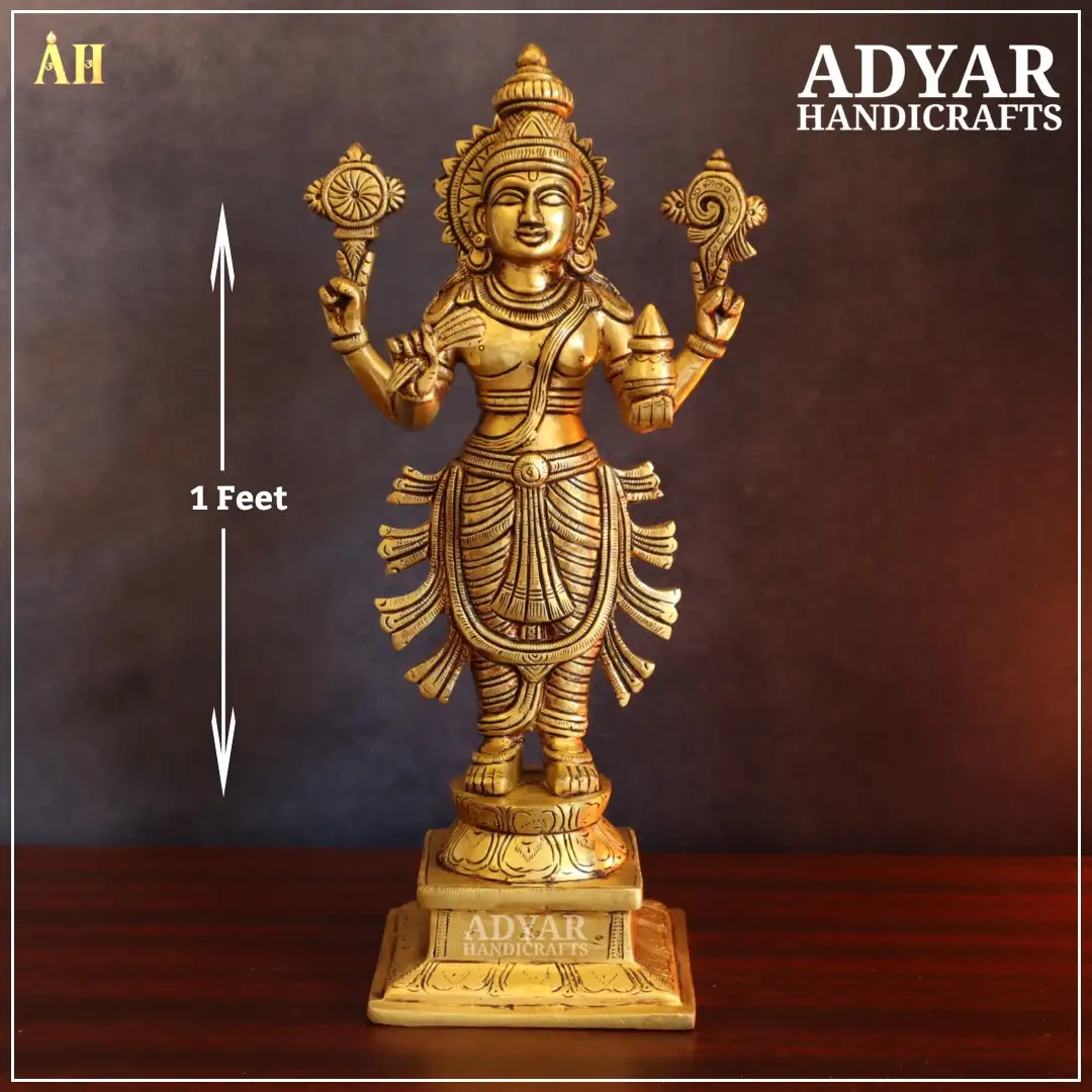 1 Feet Dhanvanthri Perumal Brass Statue