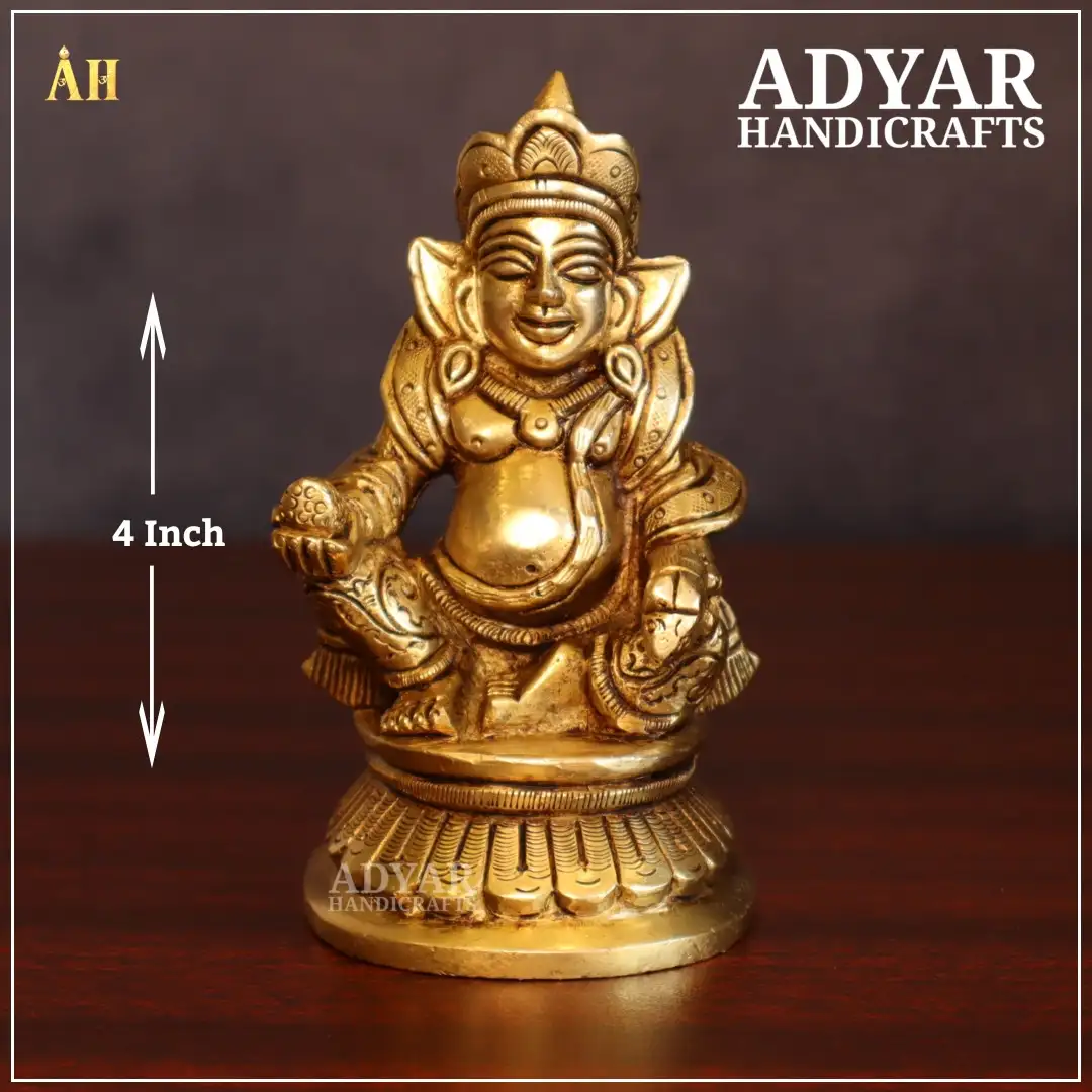 4 Inch Kuberar Brass Idol
