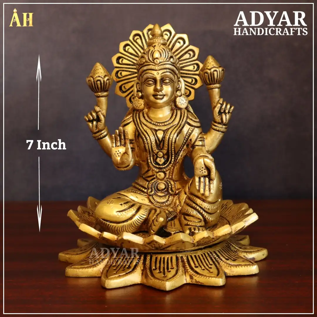 7 Inch Super Fine  Mahalakshmi Brass Statue