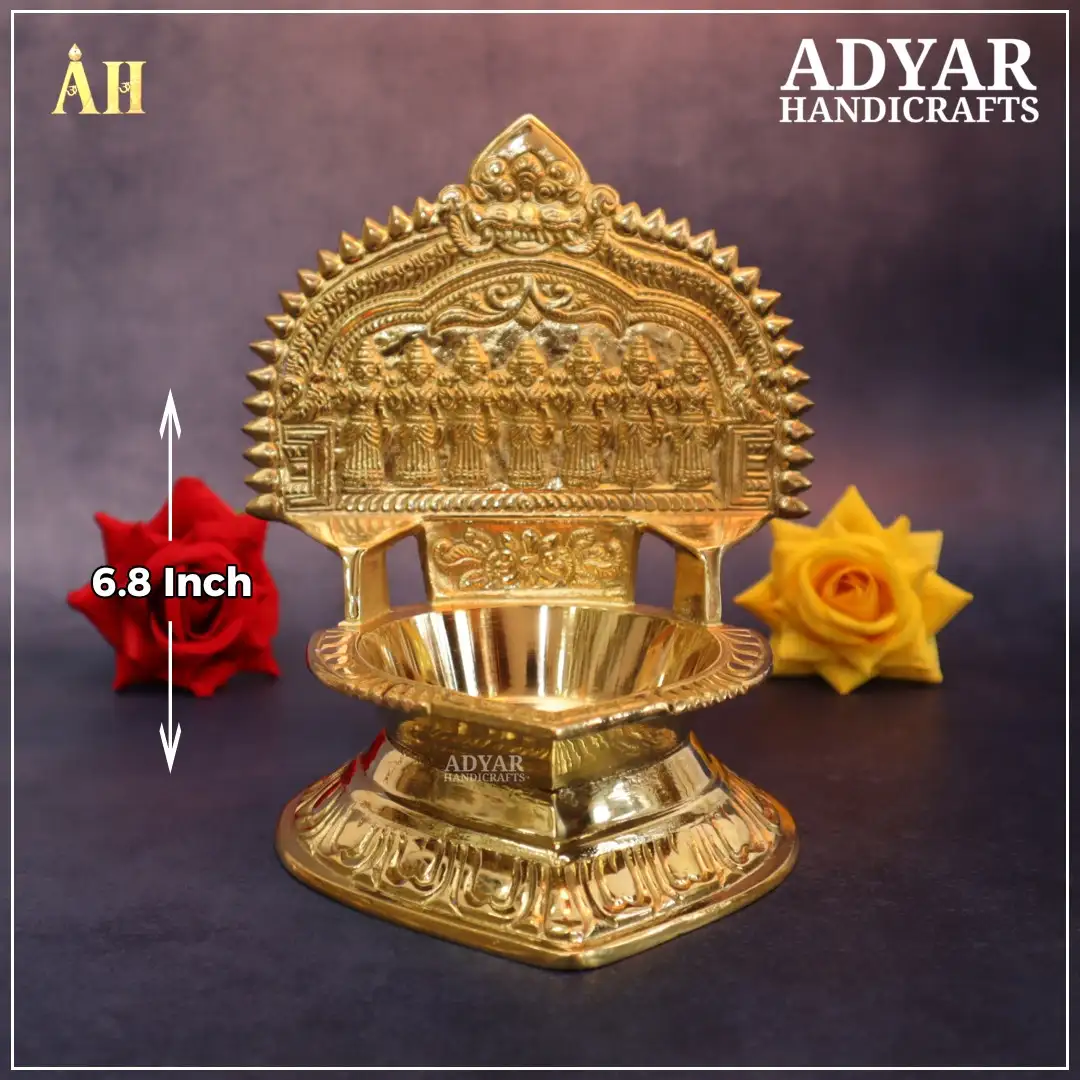 6.8 Inch Sabtha Kanni Kamakshi Vilakku Brass