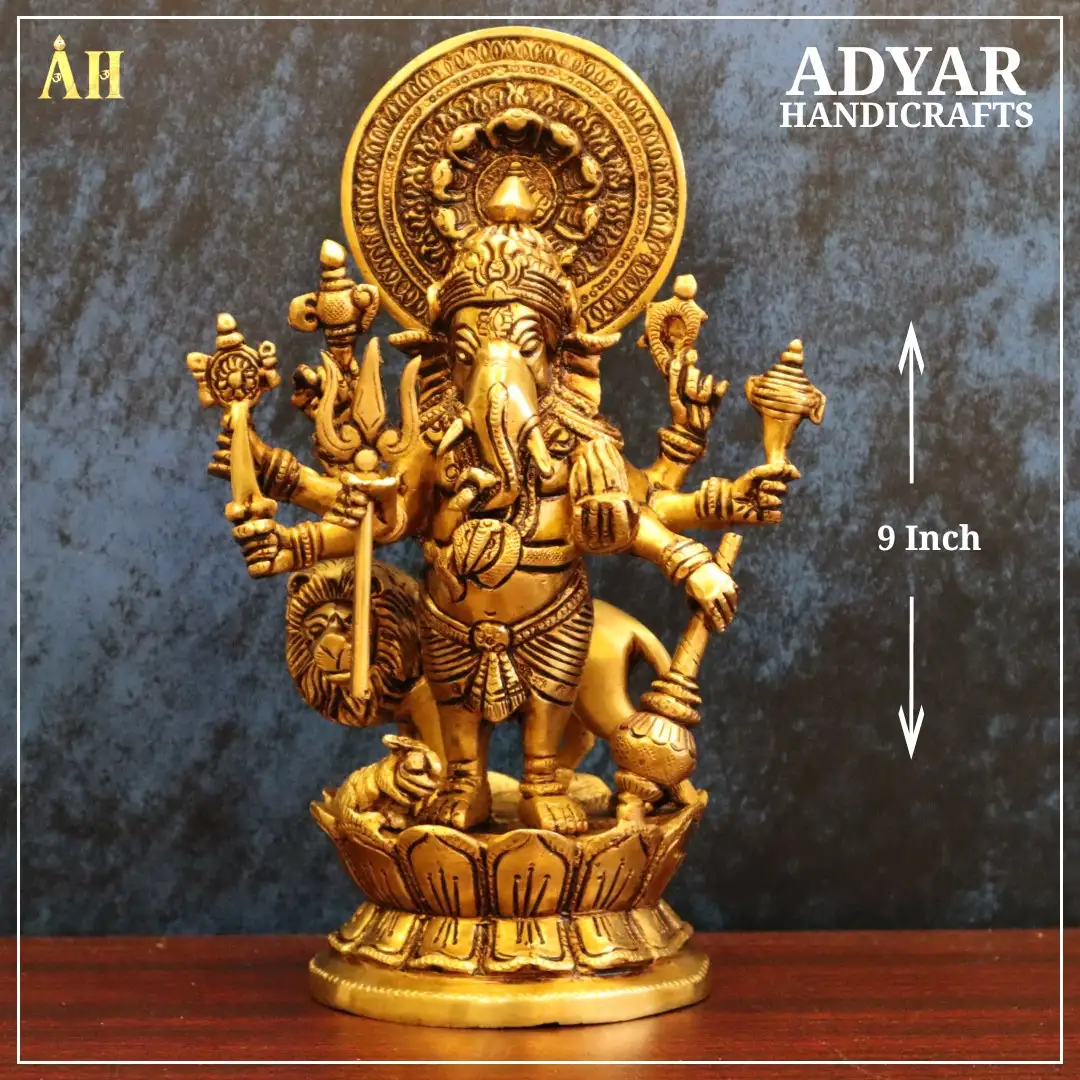 9 inch kandhrishti Ganapathy brass statue