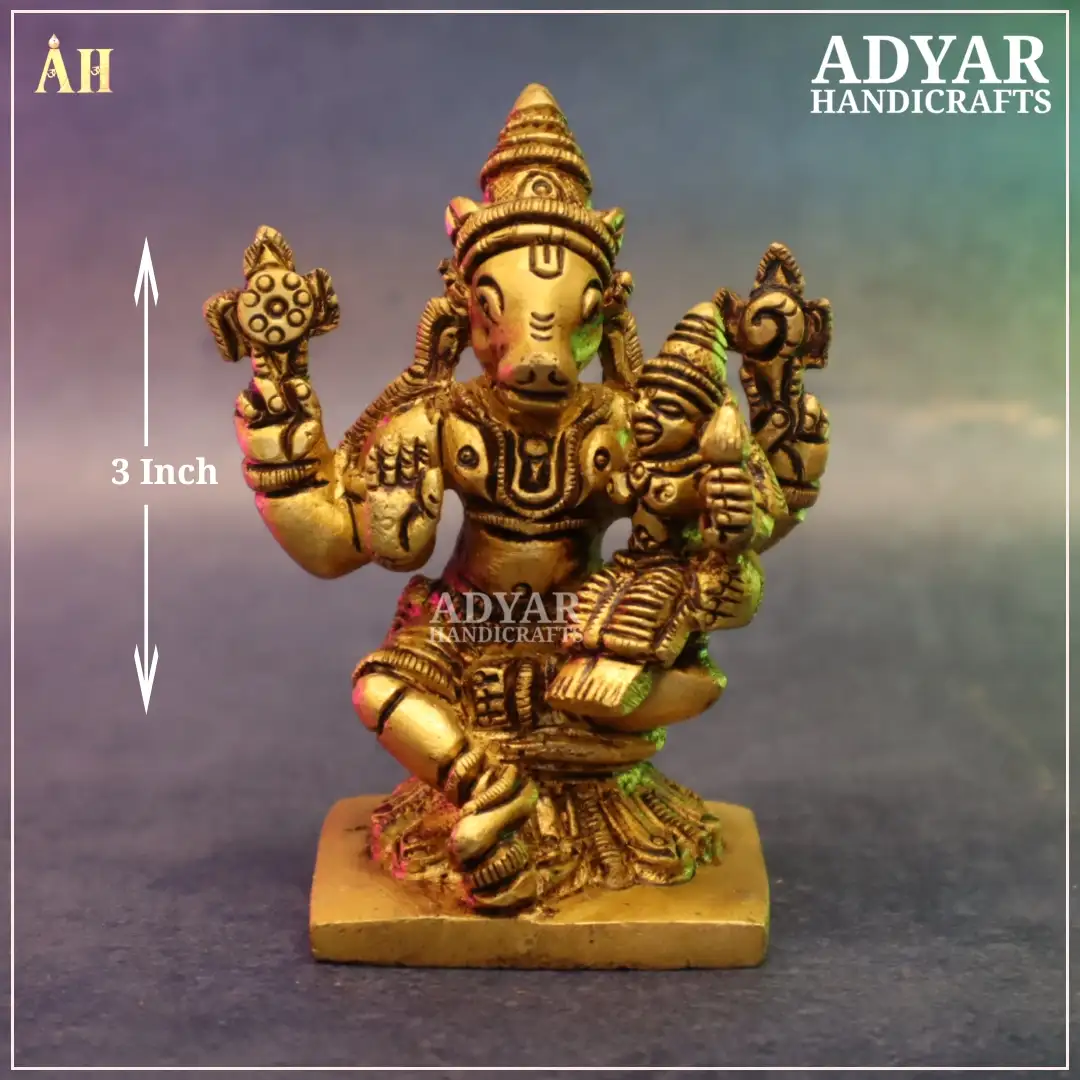 3 Inch Lord Lakshmi Hayagrivar Brass Statue