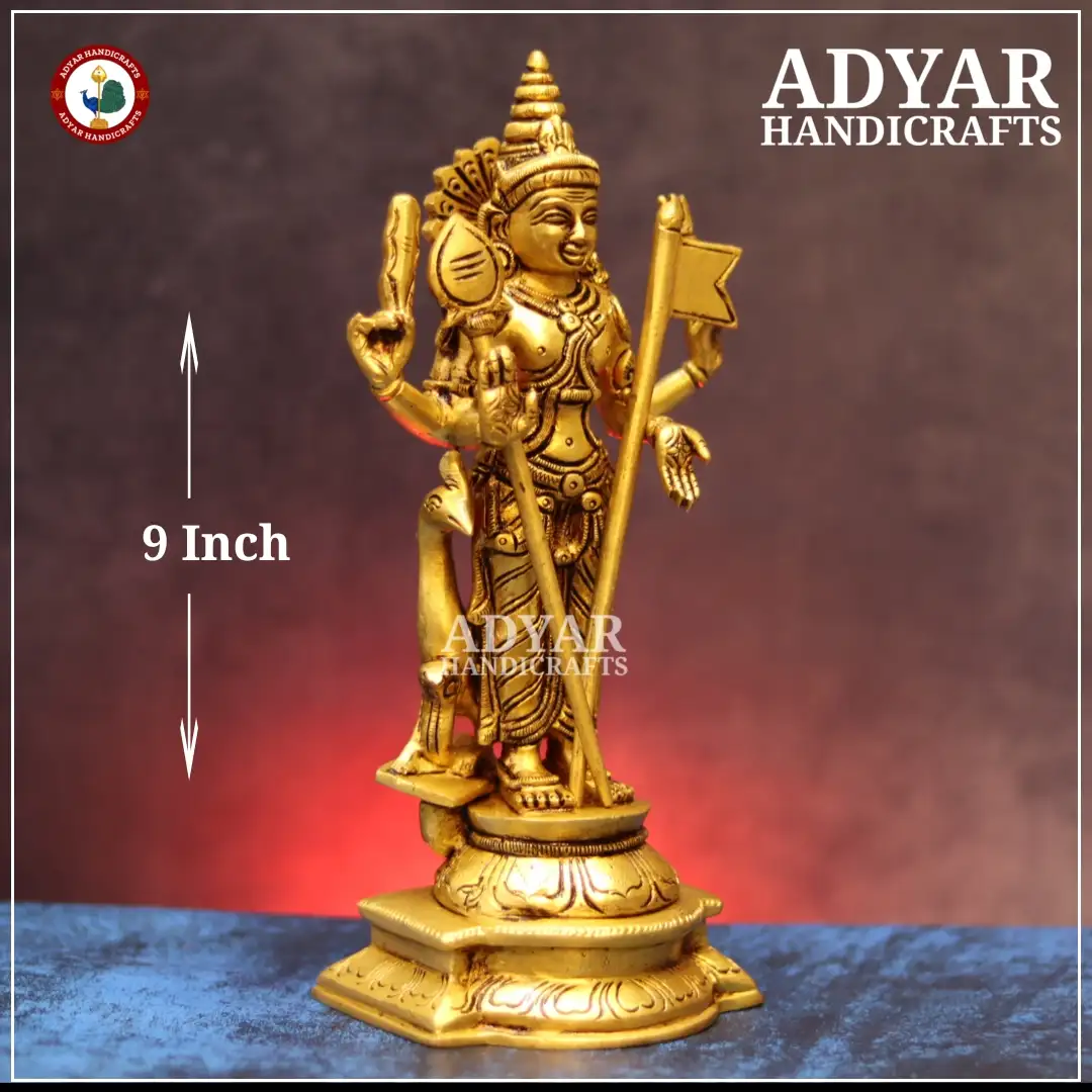 Lord Murugan Brass Statue with Sevakodi - secondary