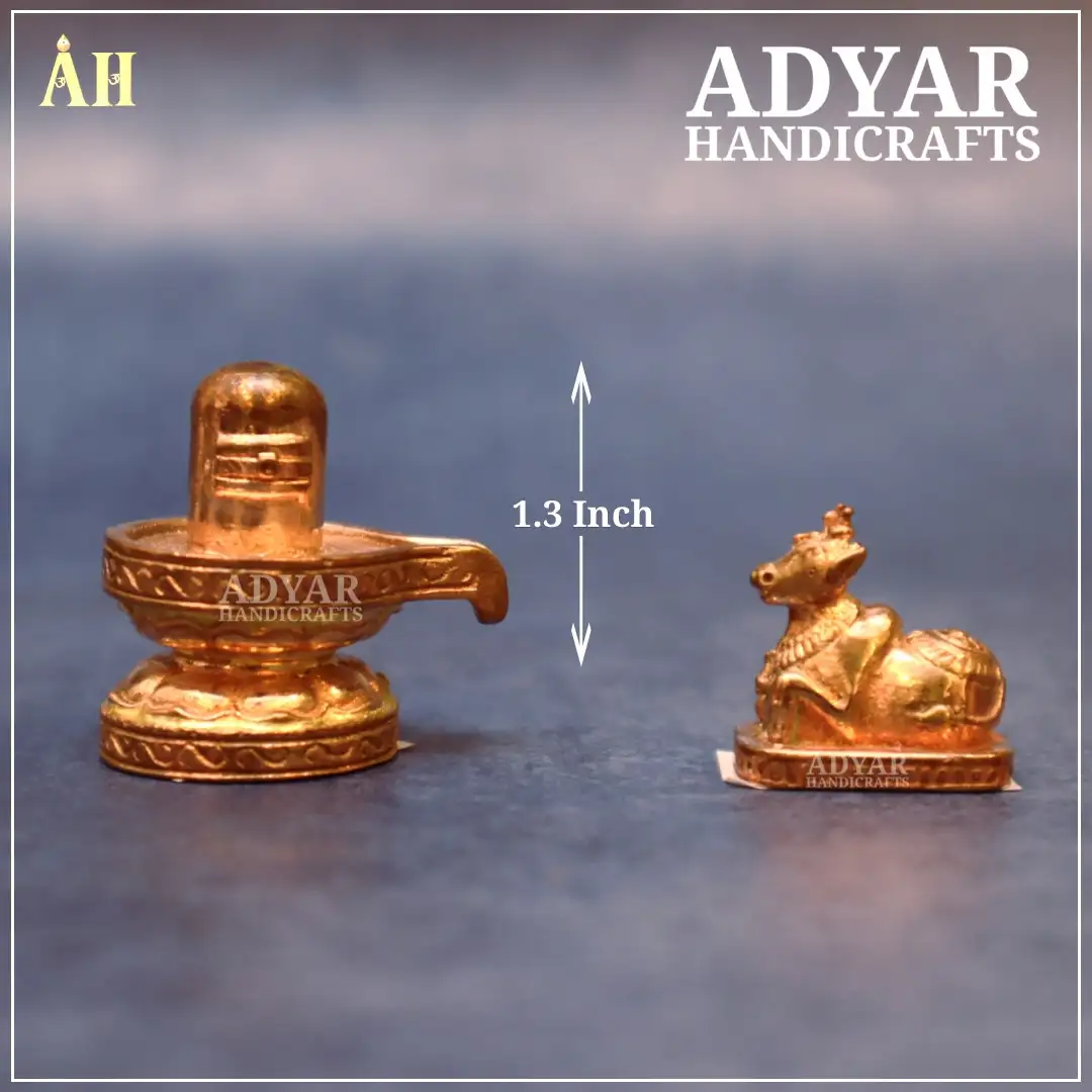 1.3 Inch Shivalingam Nandi Panchalogam Idol