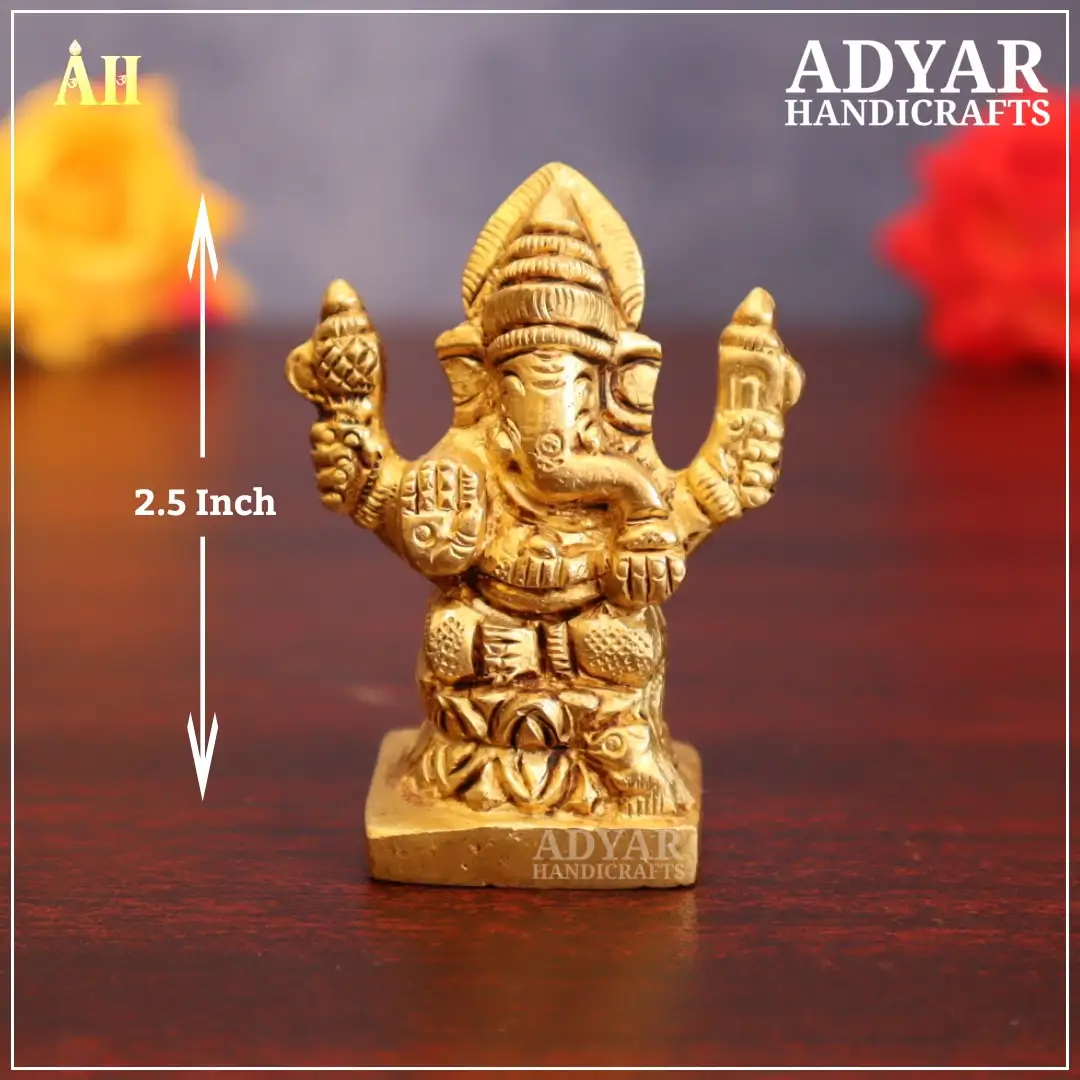 2.5 Inch Small Ganapathy Brass Idol
