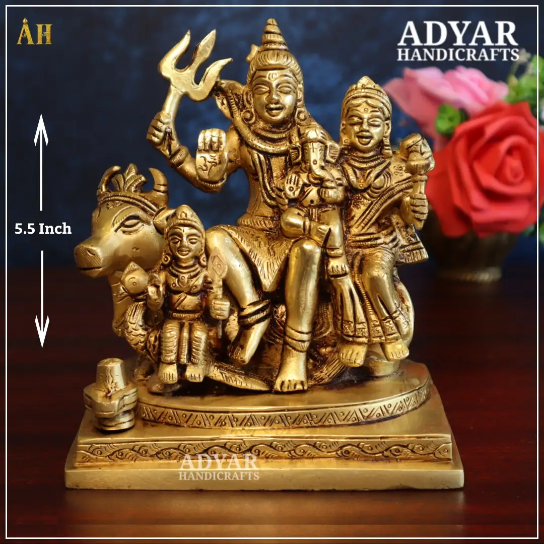 5.5 Inch Brass Shivan Family Brass Statue