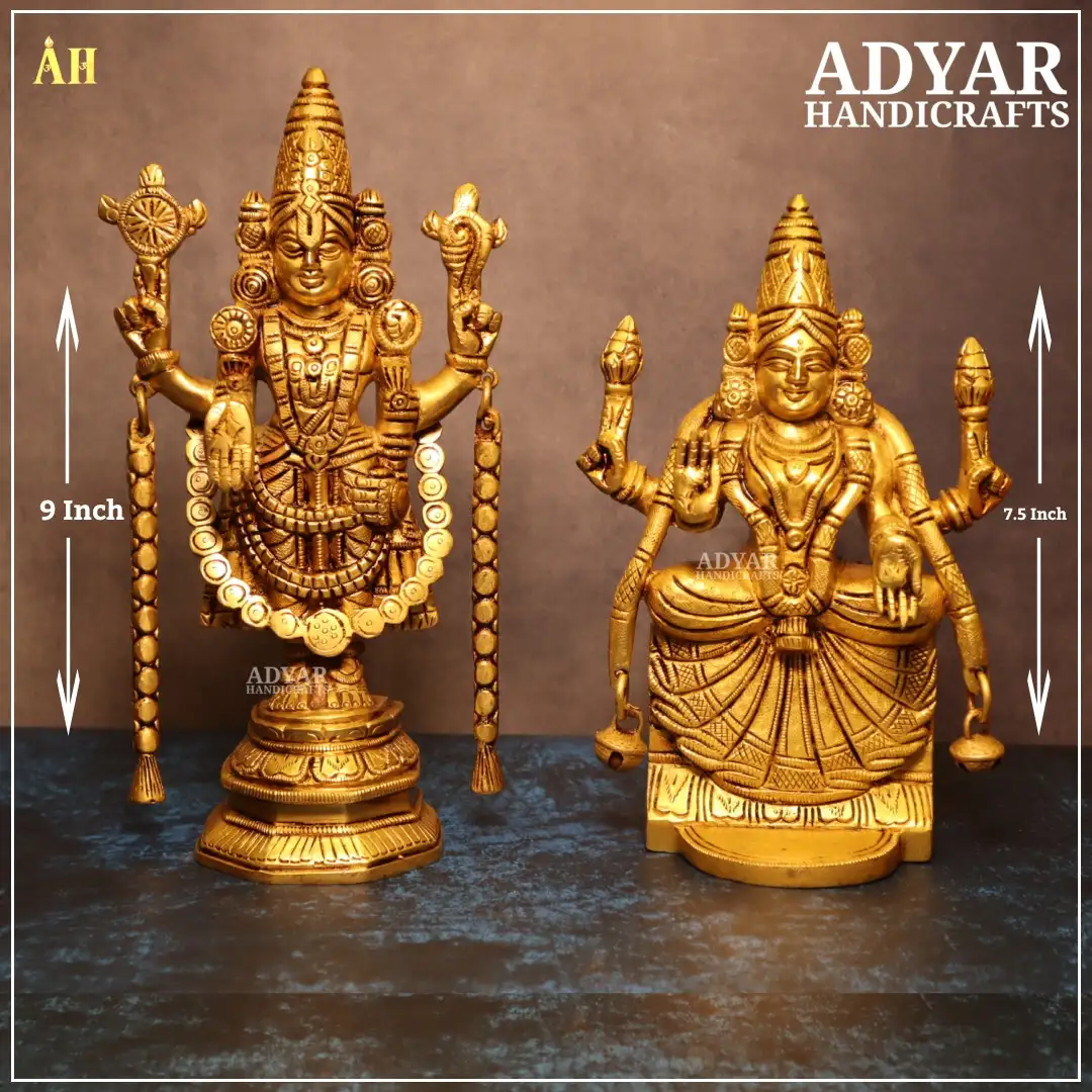 Lord Balaji And Goddess Patmavati Brass Statue
