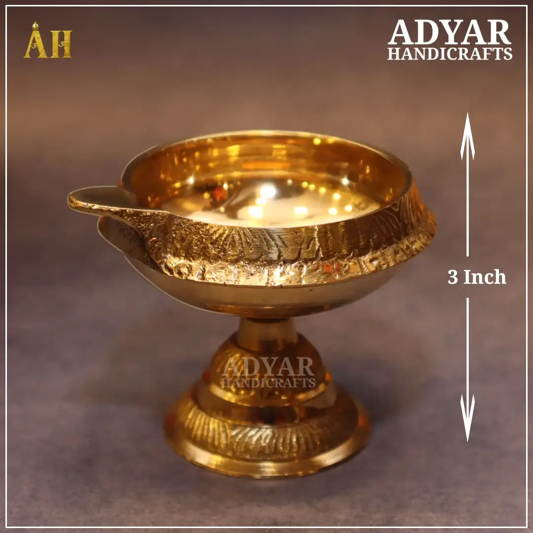 3 Inch Kubera Vilakku Brass