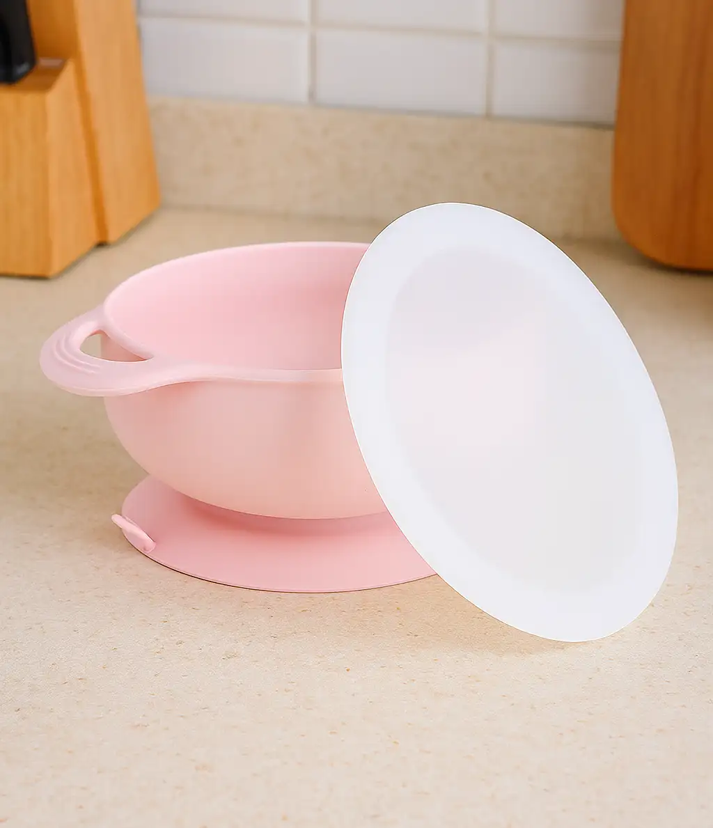 NON-SLIP BABY DOUBLE HANDLE FEEDING BOWL WITH LID - secondary