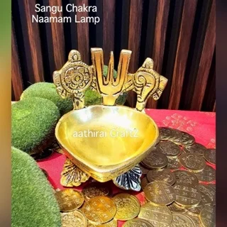 Sangu Chakra Naamam Lamp Antique Finish Sangu Chakram Naamam Vilakku - secondary