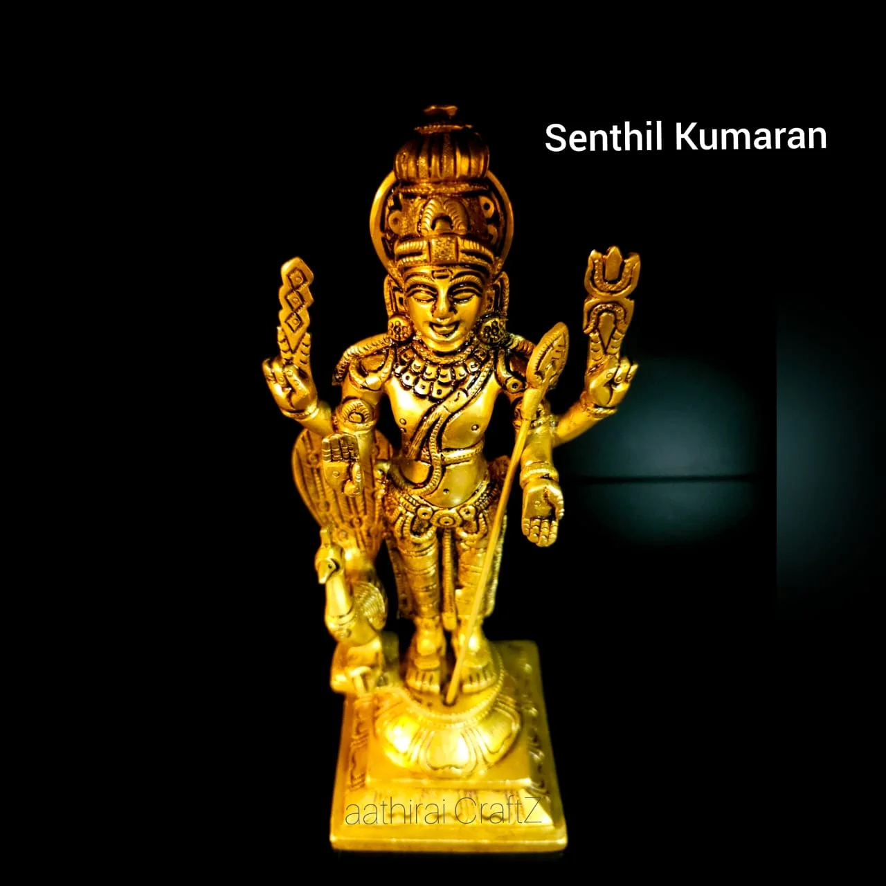 Senthil Kumaran Brass Antique Finish Lord Murugan Brass Sculpture