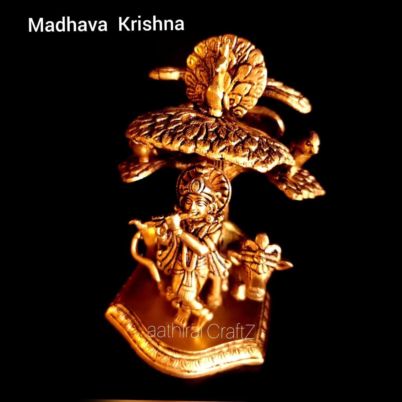 Tree Krishna / Madhava Krishna Statue Brass Antique Finish