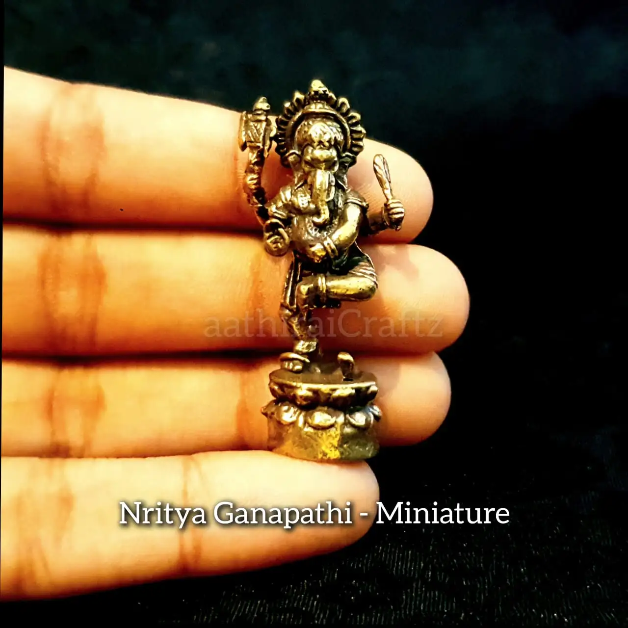Nritya Ganapathi Miniature /  Brass Antique Finish