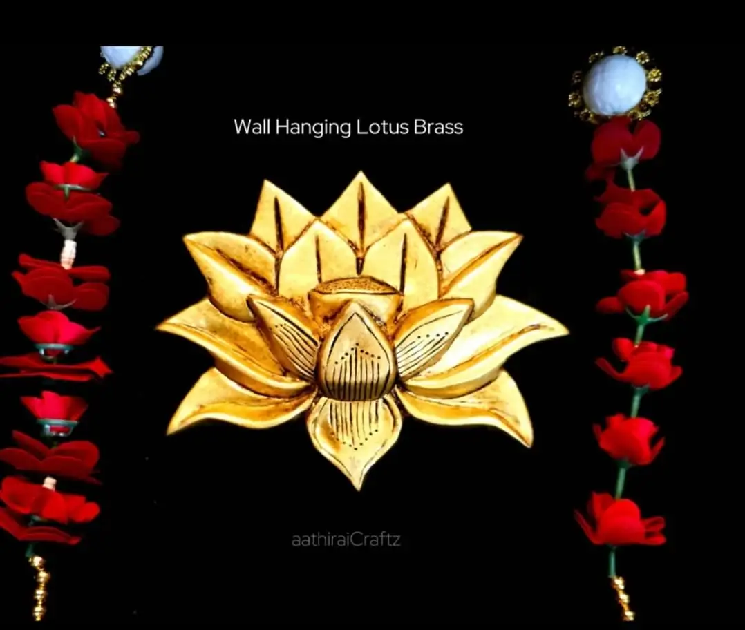 Wall Hanging Lotus Brass Antique Finish / Tamarai Malar Hanging Sculpture - secondary