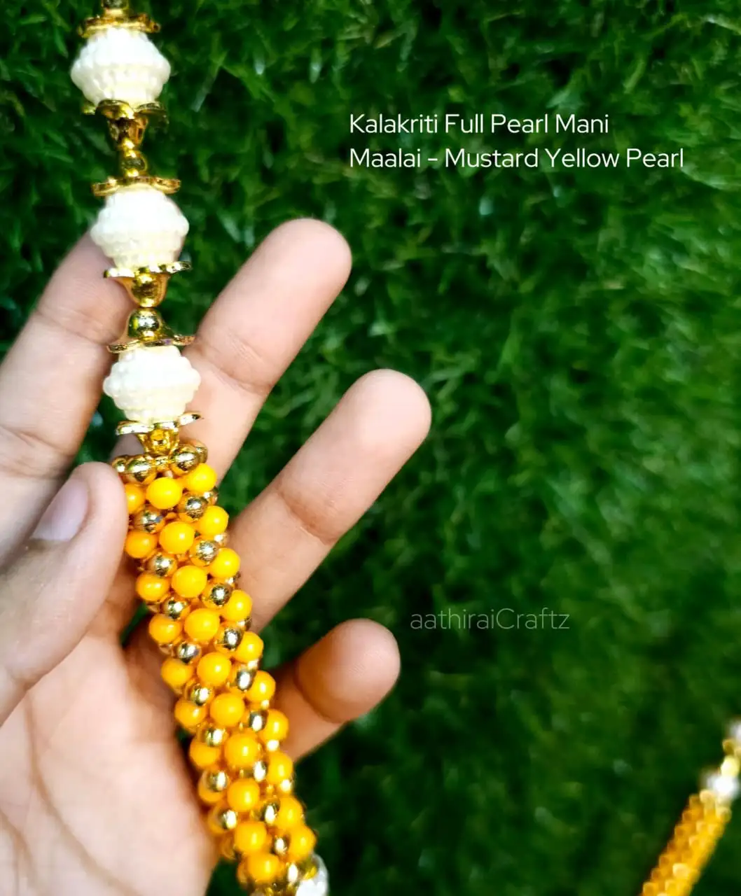 Kalakriti Full Pearl Mani Maalai - Mustard Yellow Pearl - secondary
