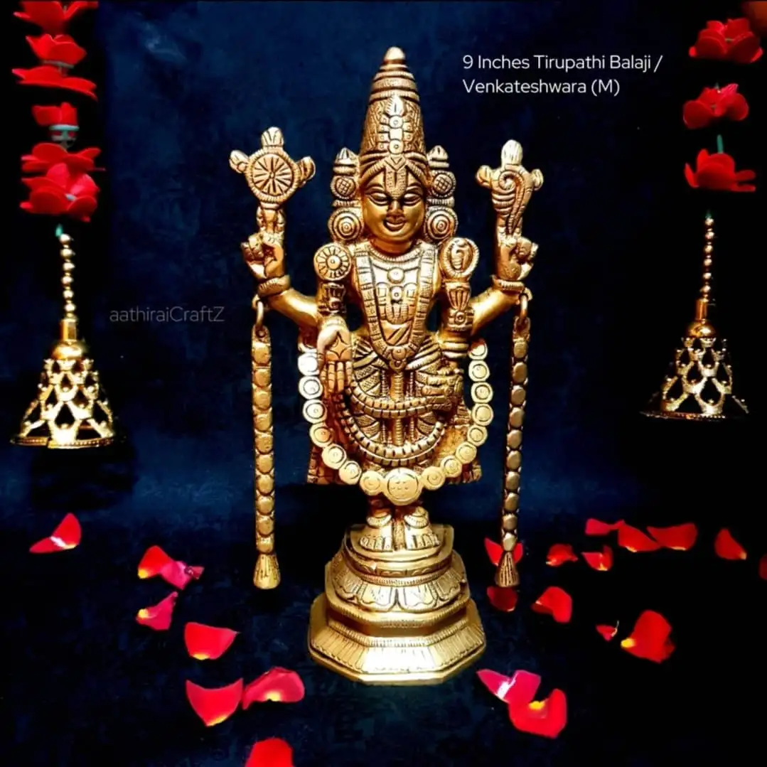 Tirupathi Balaji/ Venkateshwar / Balaji Sculpture with Maalai - Medium Size 1
