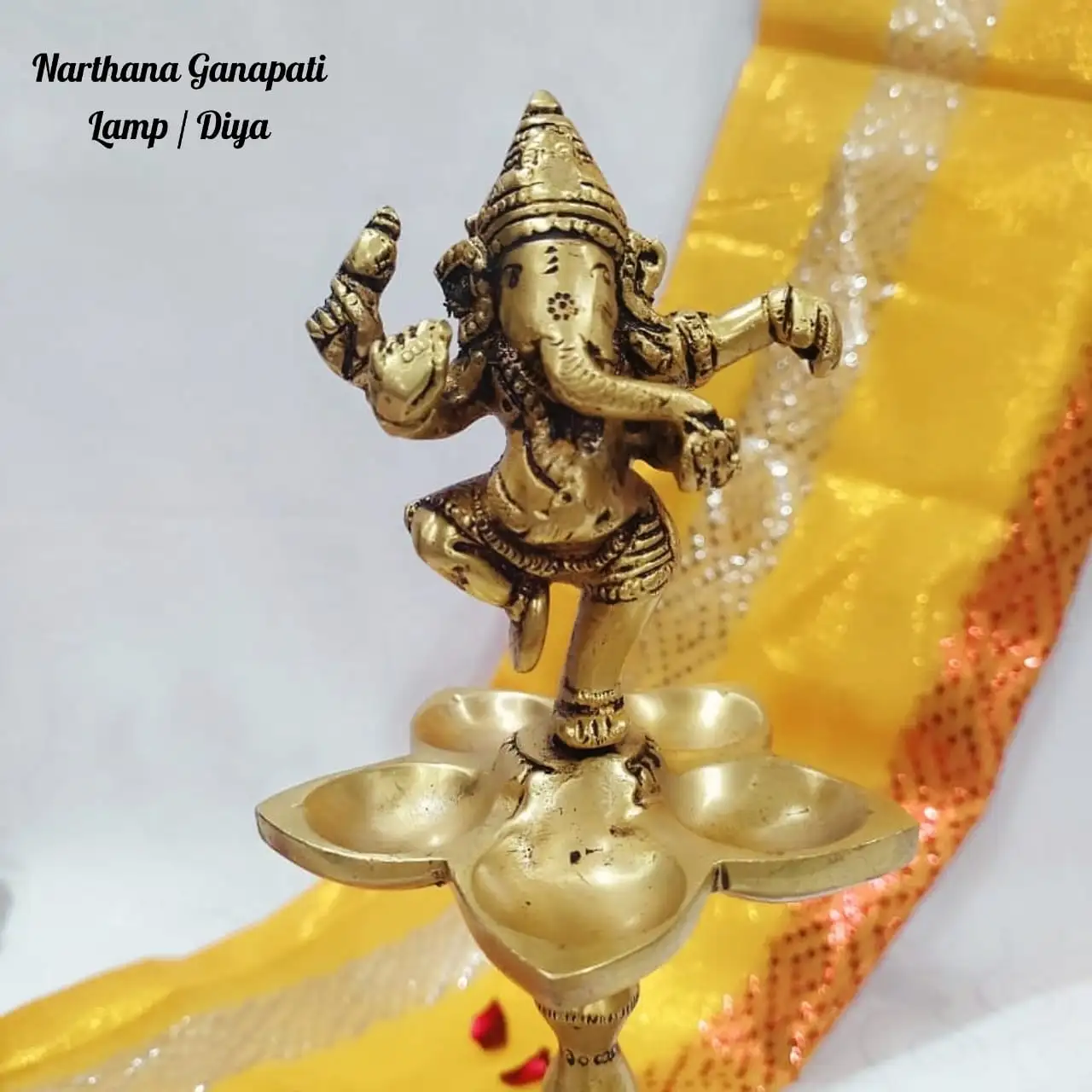 Narthana GanapathiBrass Vilakku Antique FinishGod Vinayagar / Ganesha Lamp - secondary