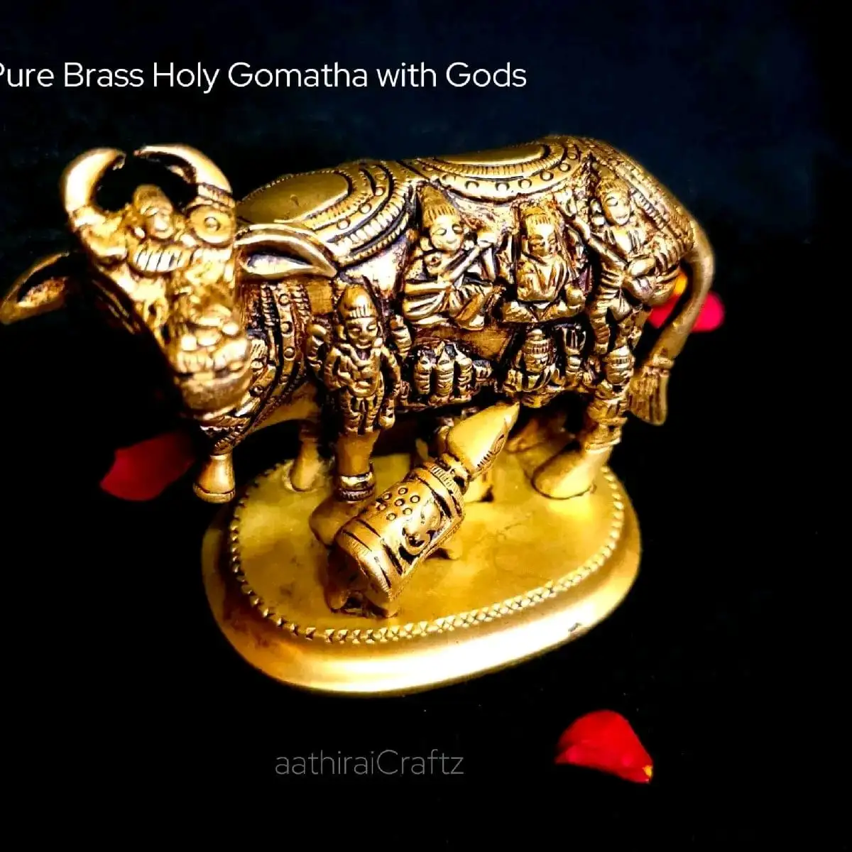 Pure Brass Holy Gomatha with Gods Grand Masterpiece / Cow and Calf