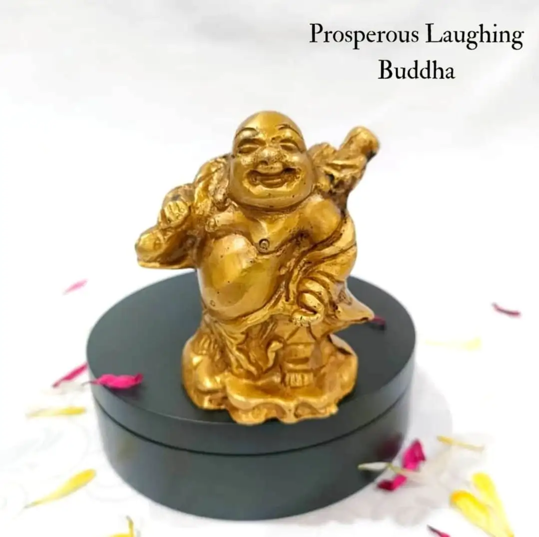 Prosperous Laughing Buddha statue Brass Antique Finish