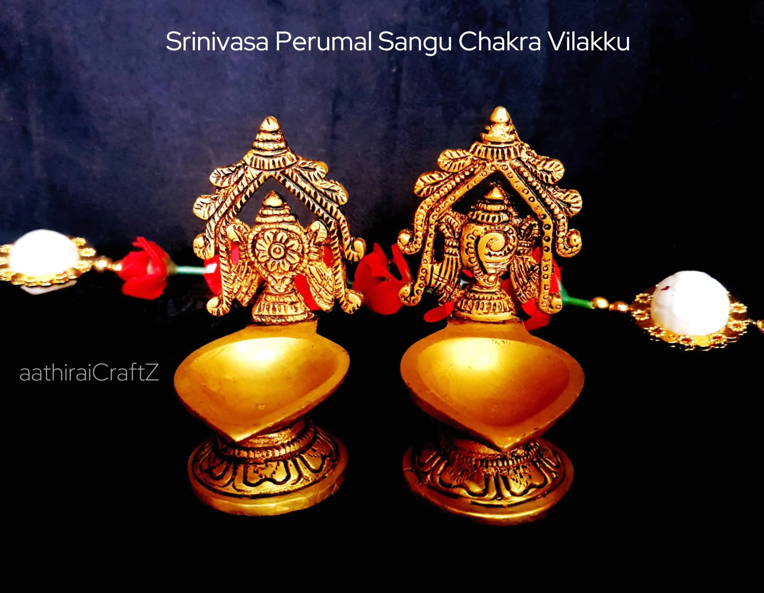 Srinivasa Perumal Sangu Chakra Vilakku Pair