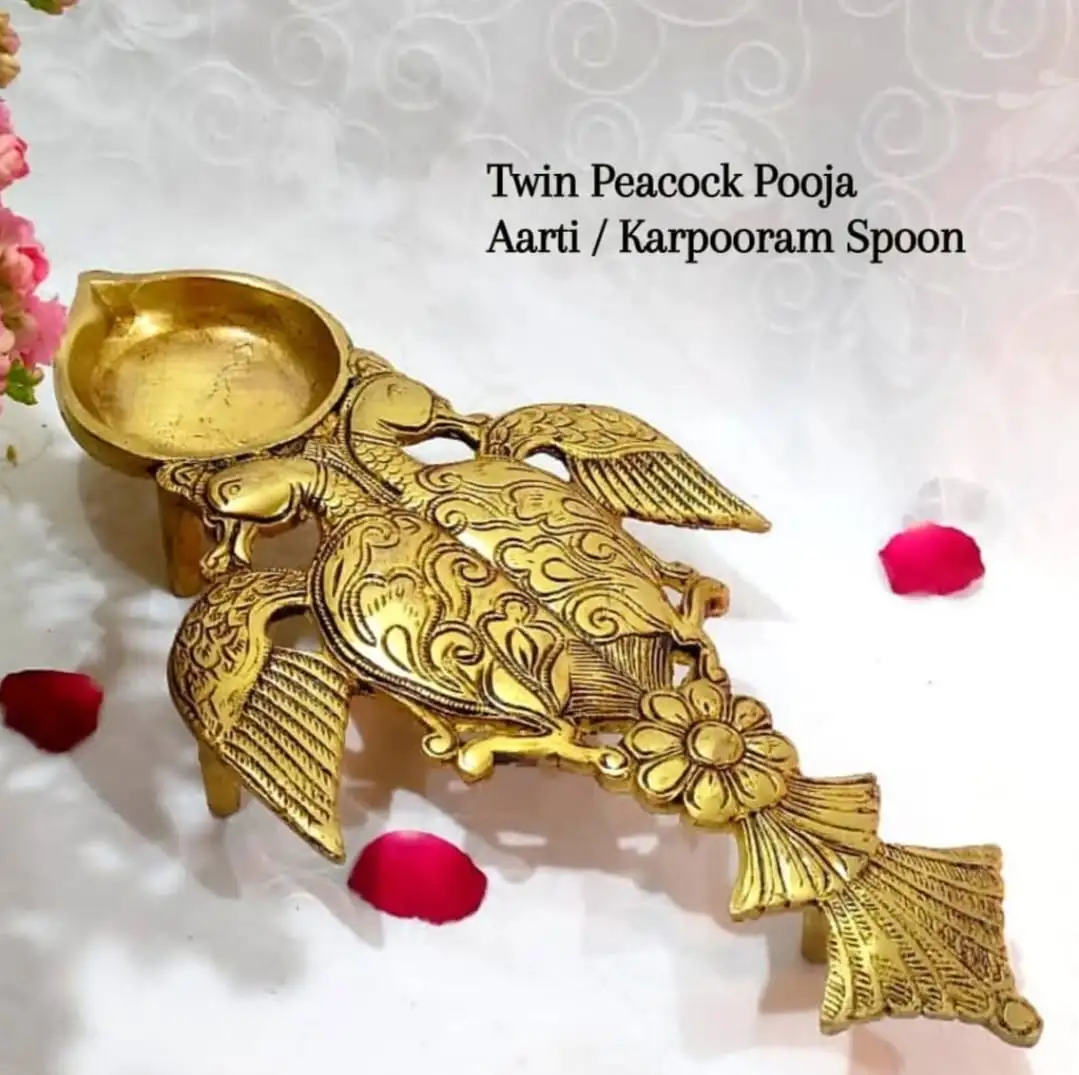 Twin Peacock Design Pooja Aarti / Karpooram Spoon - secondary