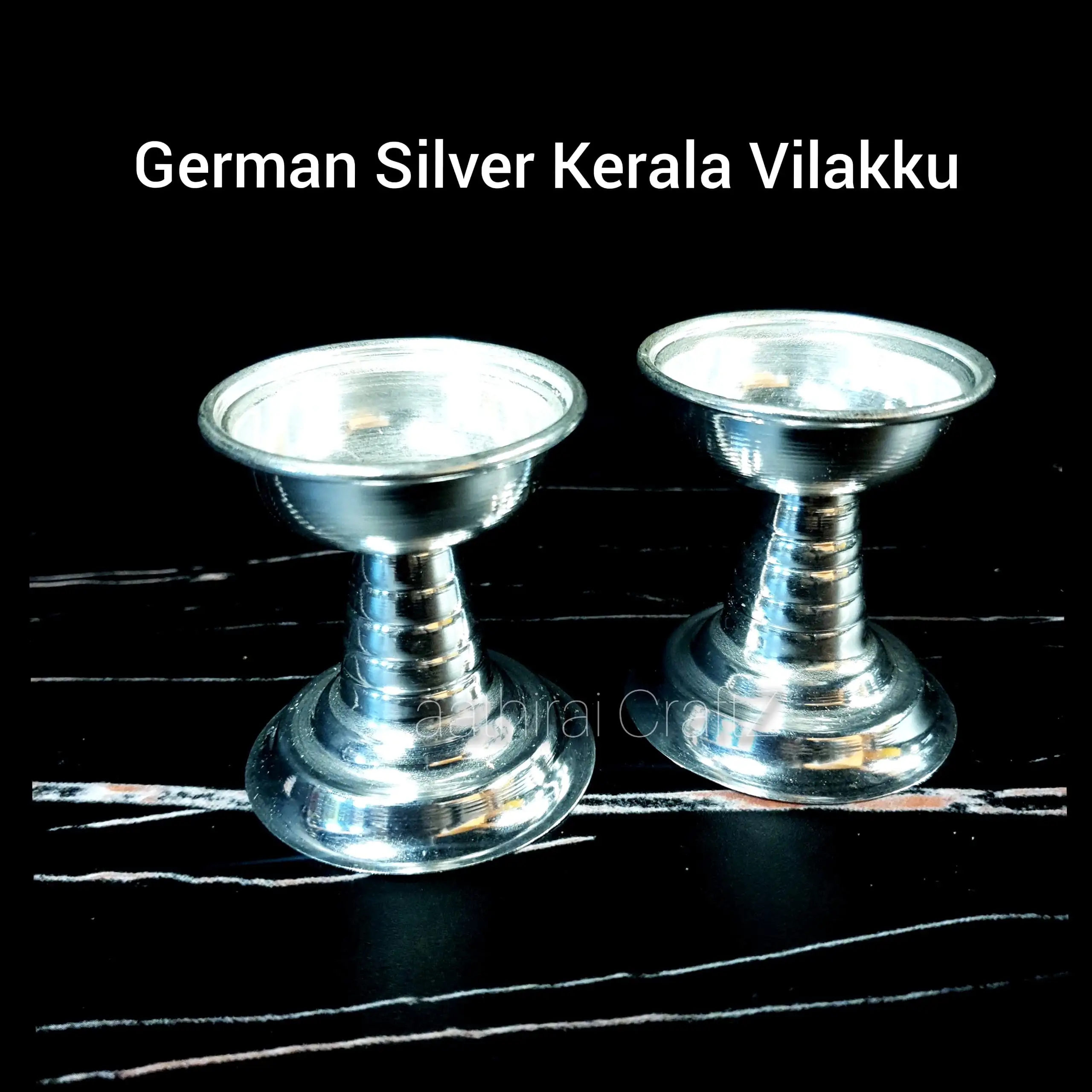 German Silver Kerala Vilakku Pair