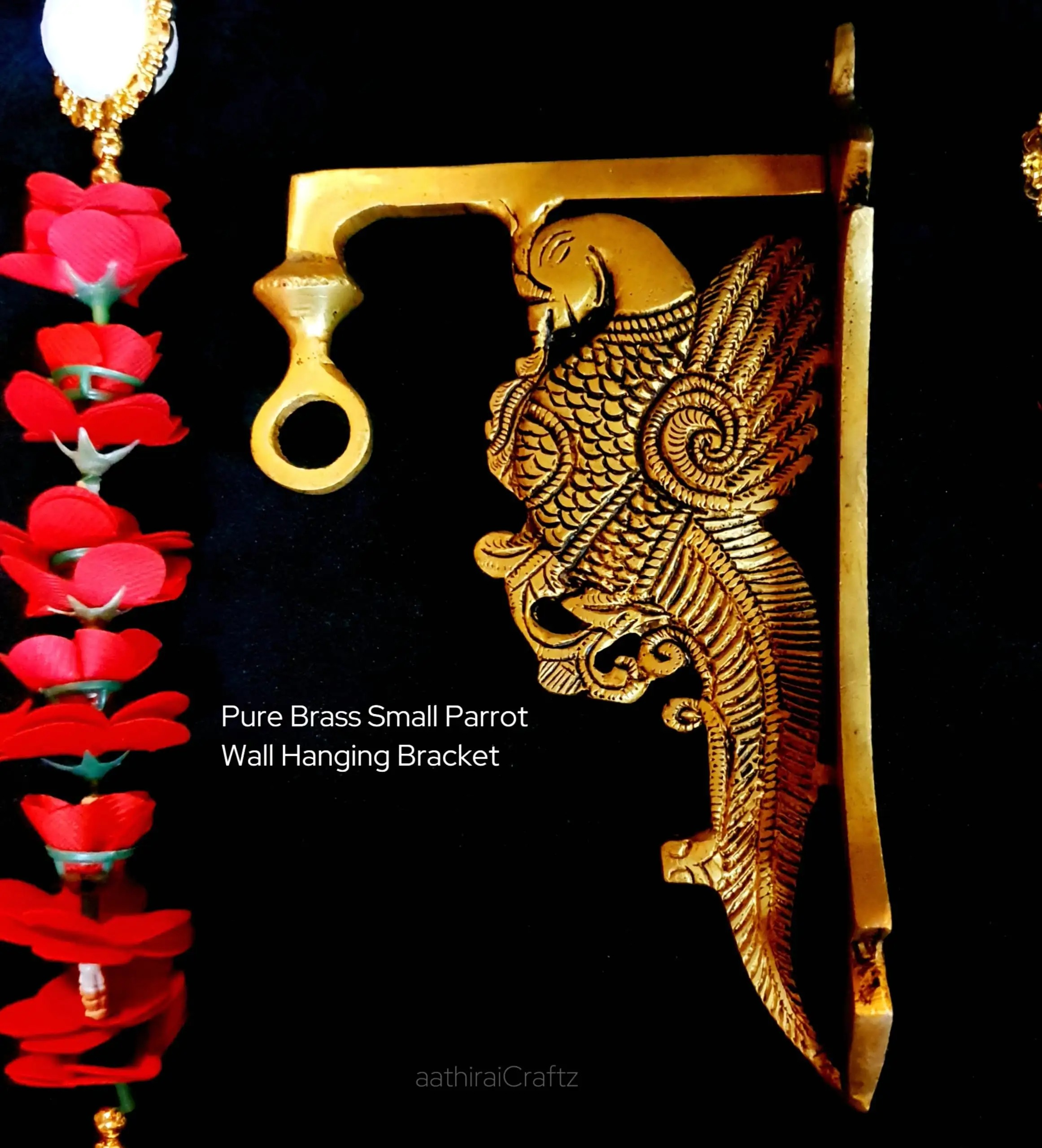 Pure Brass Small Parrot Wall Hanging Bracket Masterpiece