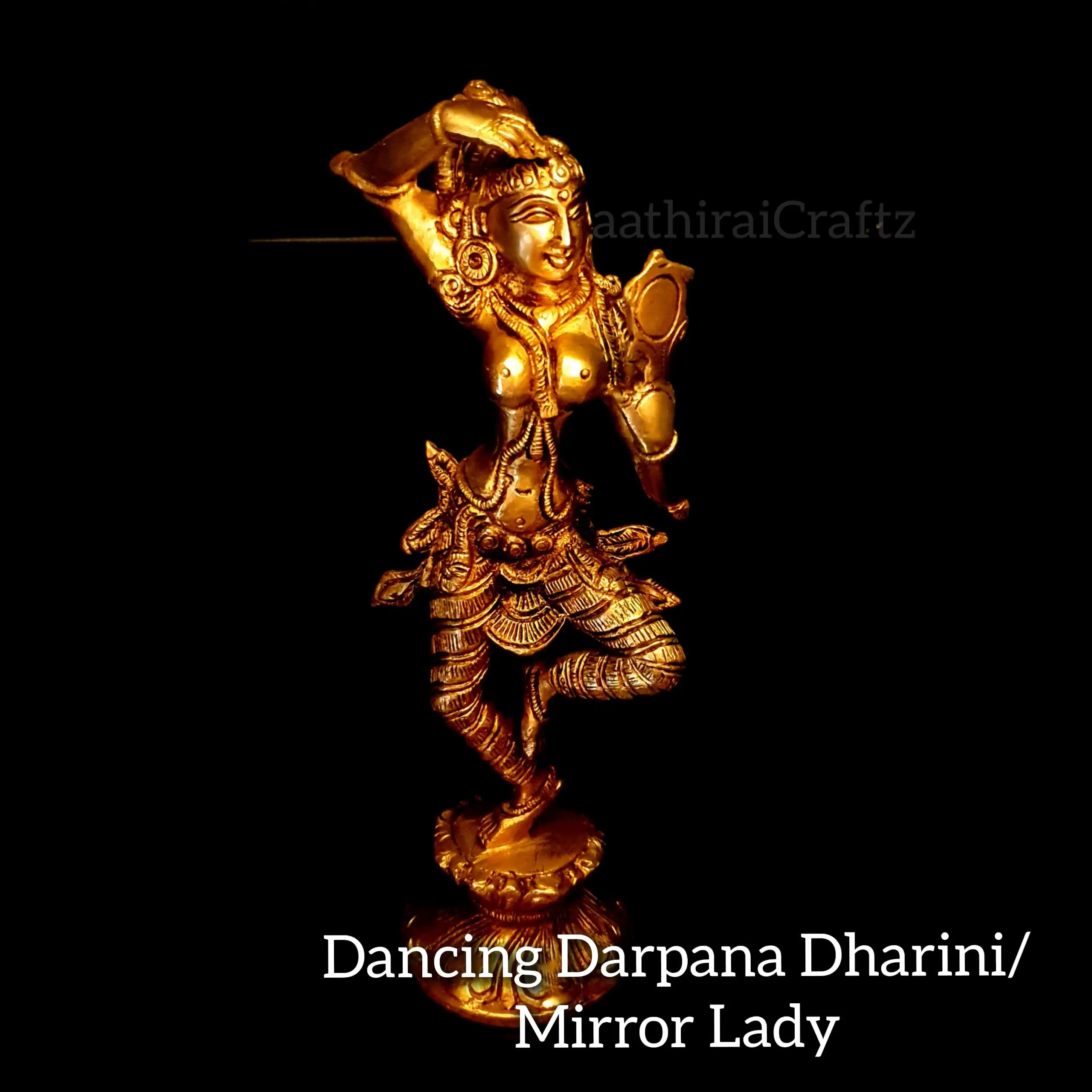 Dancing Darpana Dharini / Mirror Lady  Brass Antique Finish