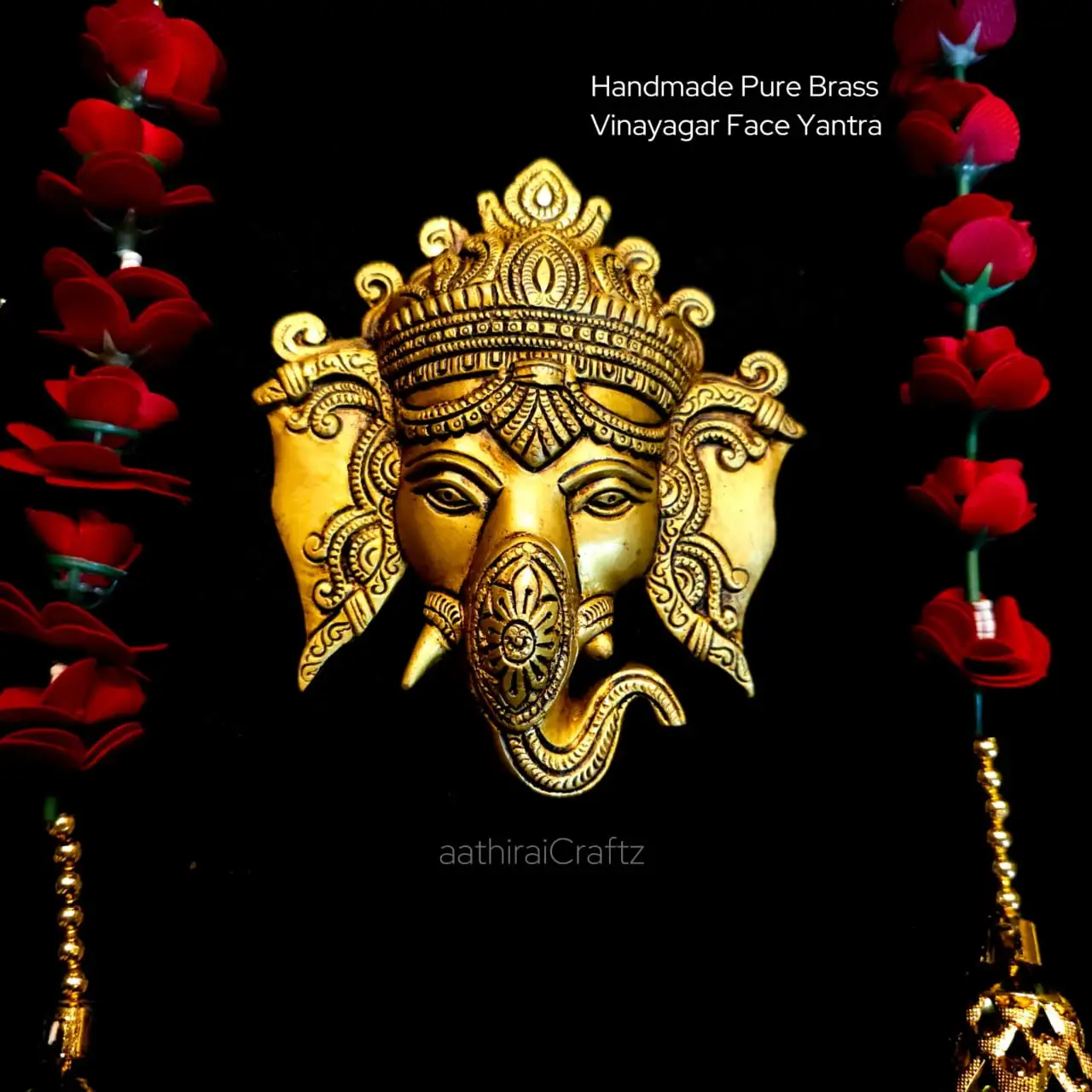 Handmade Pure Brass Vinayagar Face Yantra Antique Finish