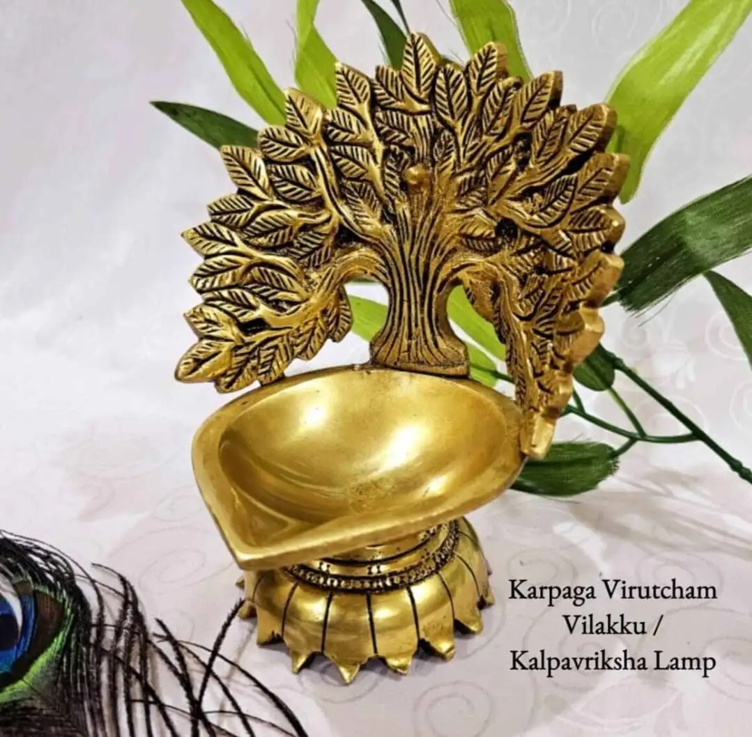 Kalpavriksha Tree / Karpaga Virutcham Lamp Brass Antique Finish - secondary