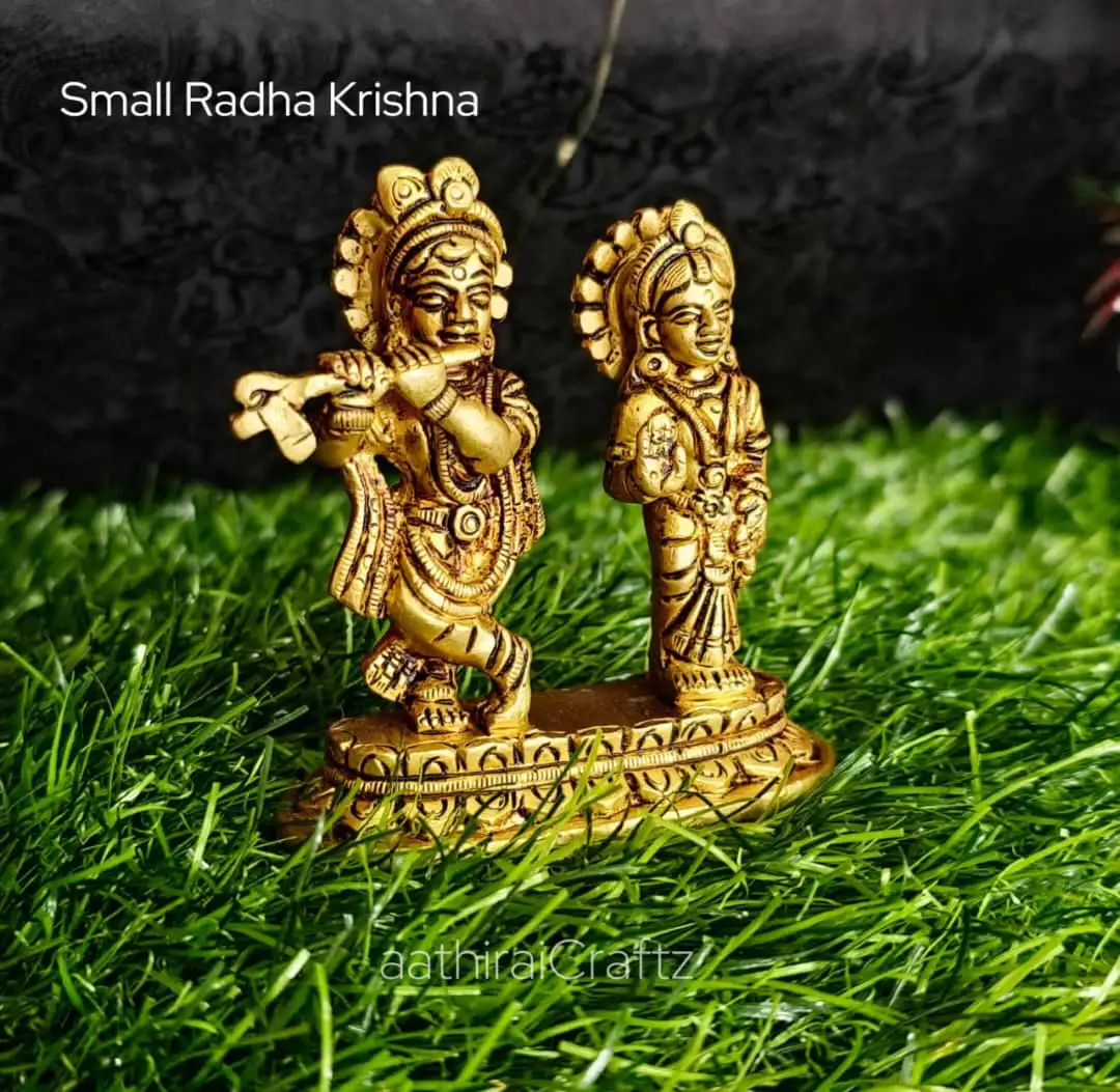 Small Radha Krishna Brass Antique Finish - secondary