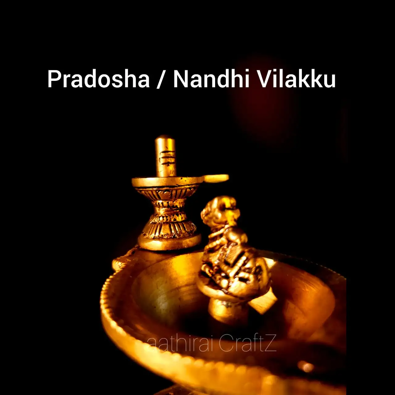 Pradosha Lamp / Nandhi Vilakku Statue Brass Antique Finish - secondary