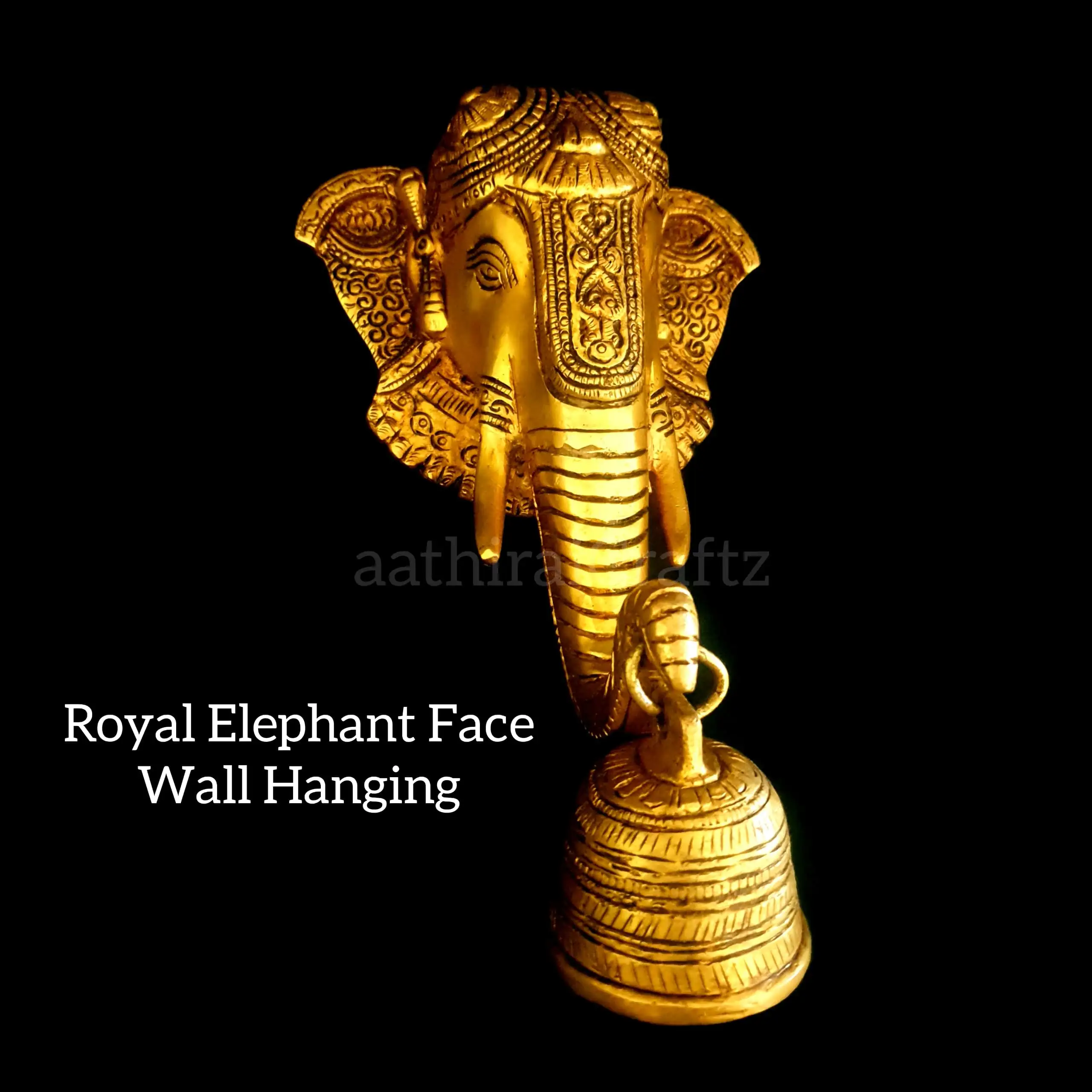 Royal Elephant Face Wall Hanging with Bells / Elephant Face Wall Hanging - secondary