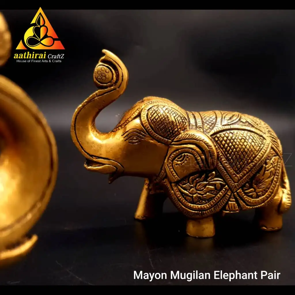 Mayon Mugilan Elephant Pair / Grand Yaanai Pair Brass Antique Finish - secondary