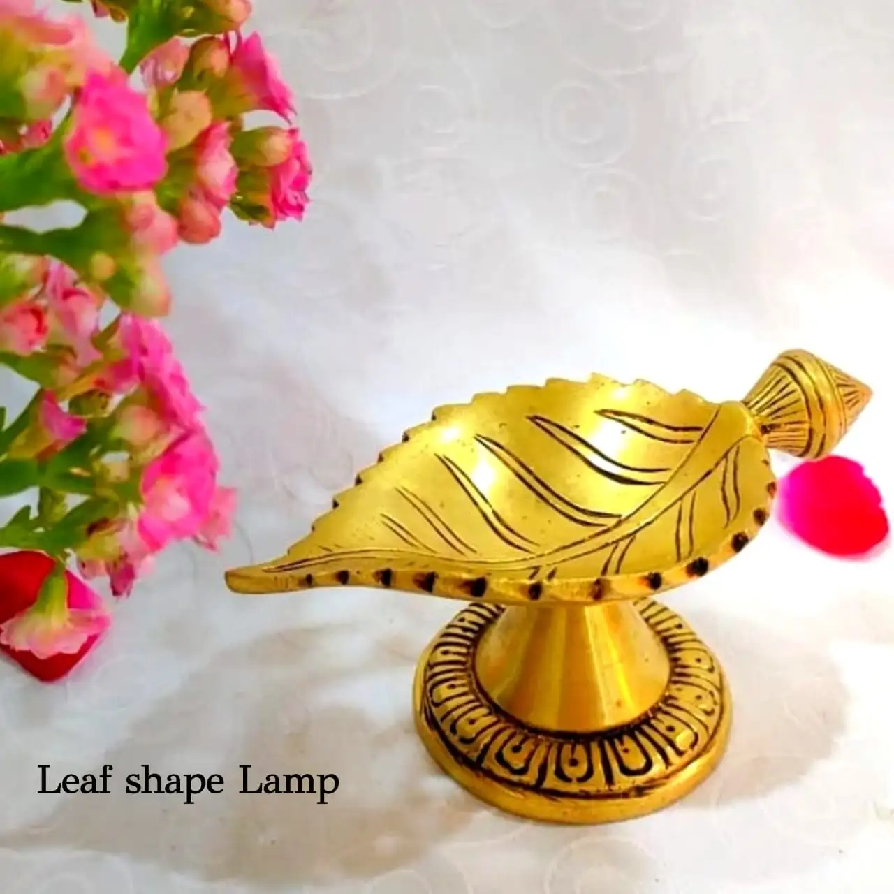 Leaf shaped Diya / Lamp Brass Antique Finish