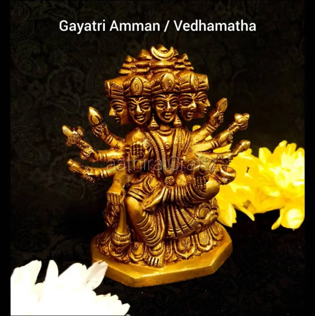 Goddess Gayathri Statue  Brass Antique Finish - secondary