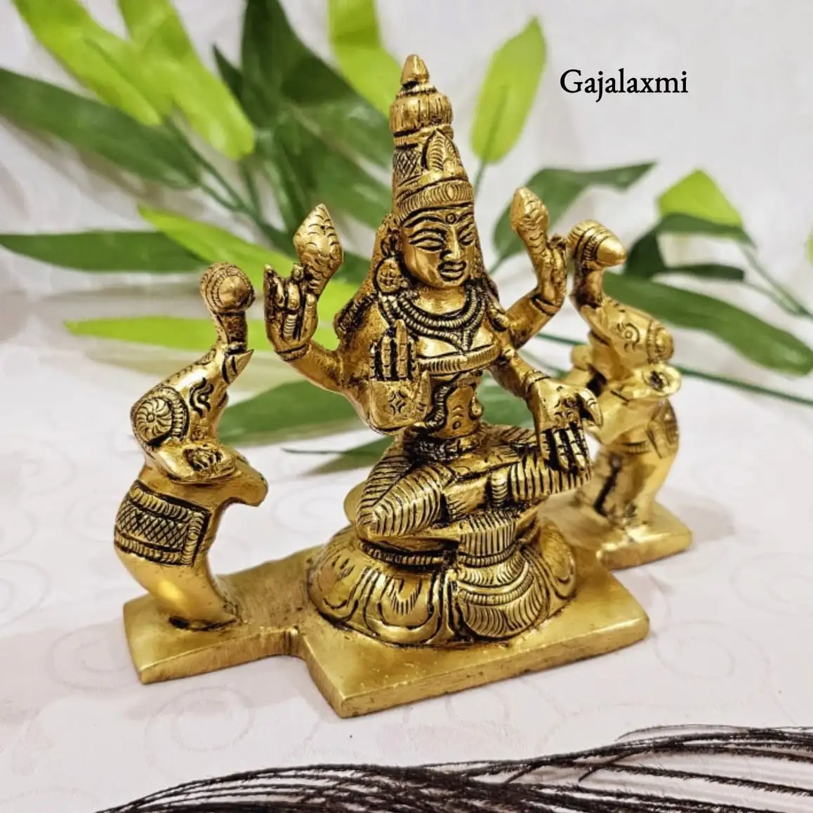 Gaja Laxmi / Lakshmi Statue  Brass Antique Finish - secondary