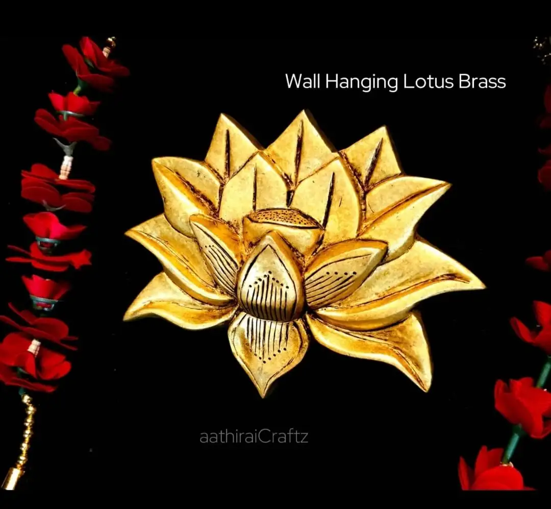 Wall Hanging Lotus Brass Antique Finish / Tamarai Malar Hanging Sculpture