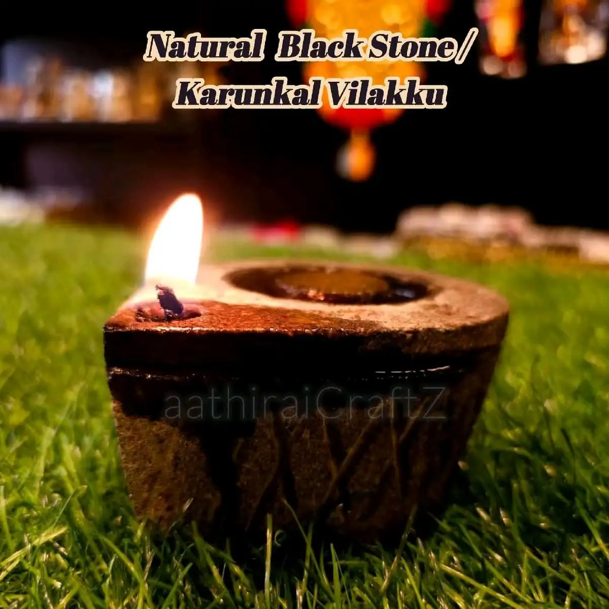 Natural Black Stone / Karunkal Vilakku